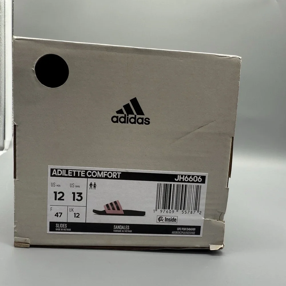 Adidas Adilette Comfort Slides Pink/Black –‎ Men's 12 / Women's 13 JH6606 NIB